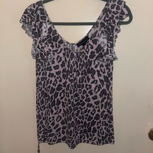 Pink and gray leopard print super cute sleeveless Top